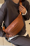 `.SI-26485 Vegan Leather Woven Atlas Crossbody Bum Bag