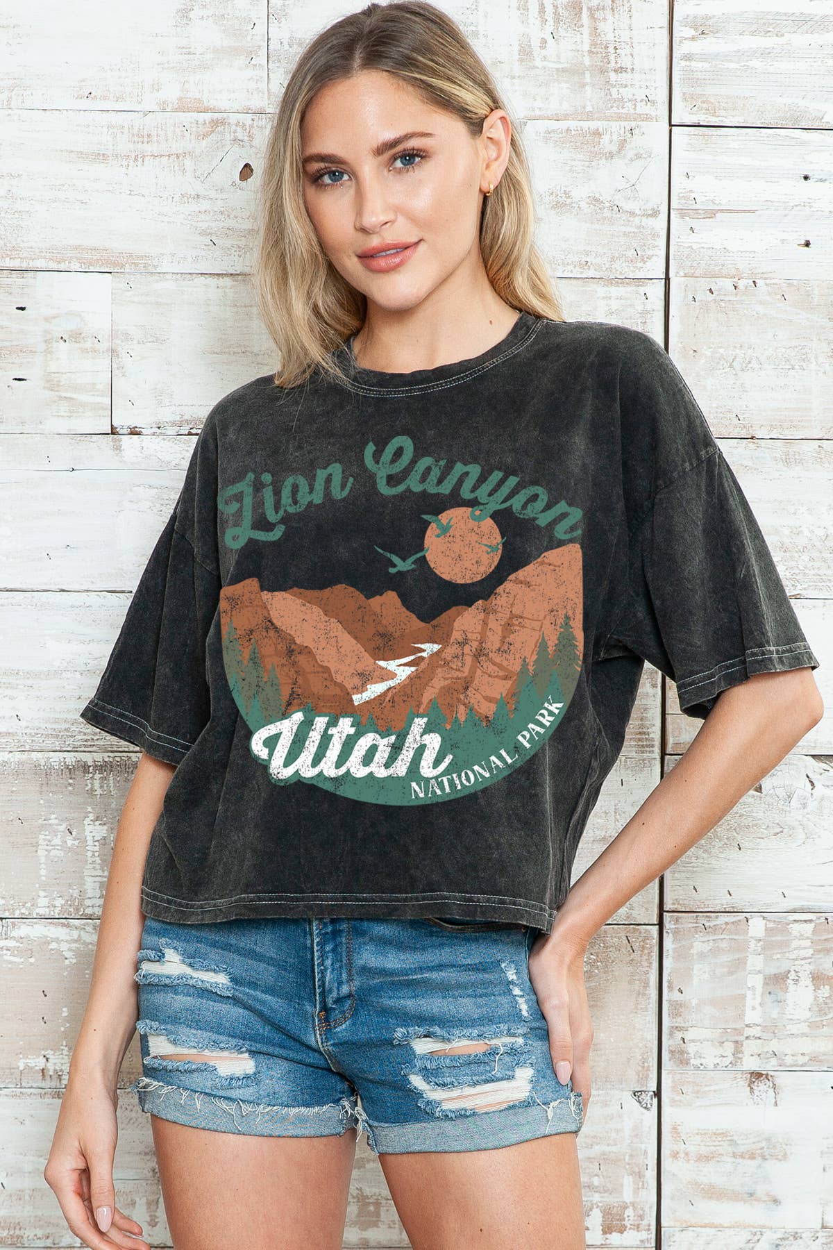 Women Zion Canyon Graphic Print Mineral Crop Top