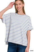 1217 Stripe Jacquard Round Neck Box Tee SI-27588