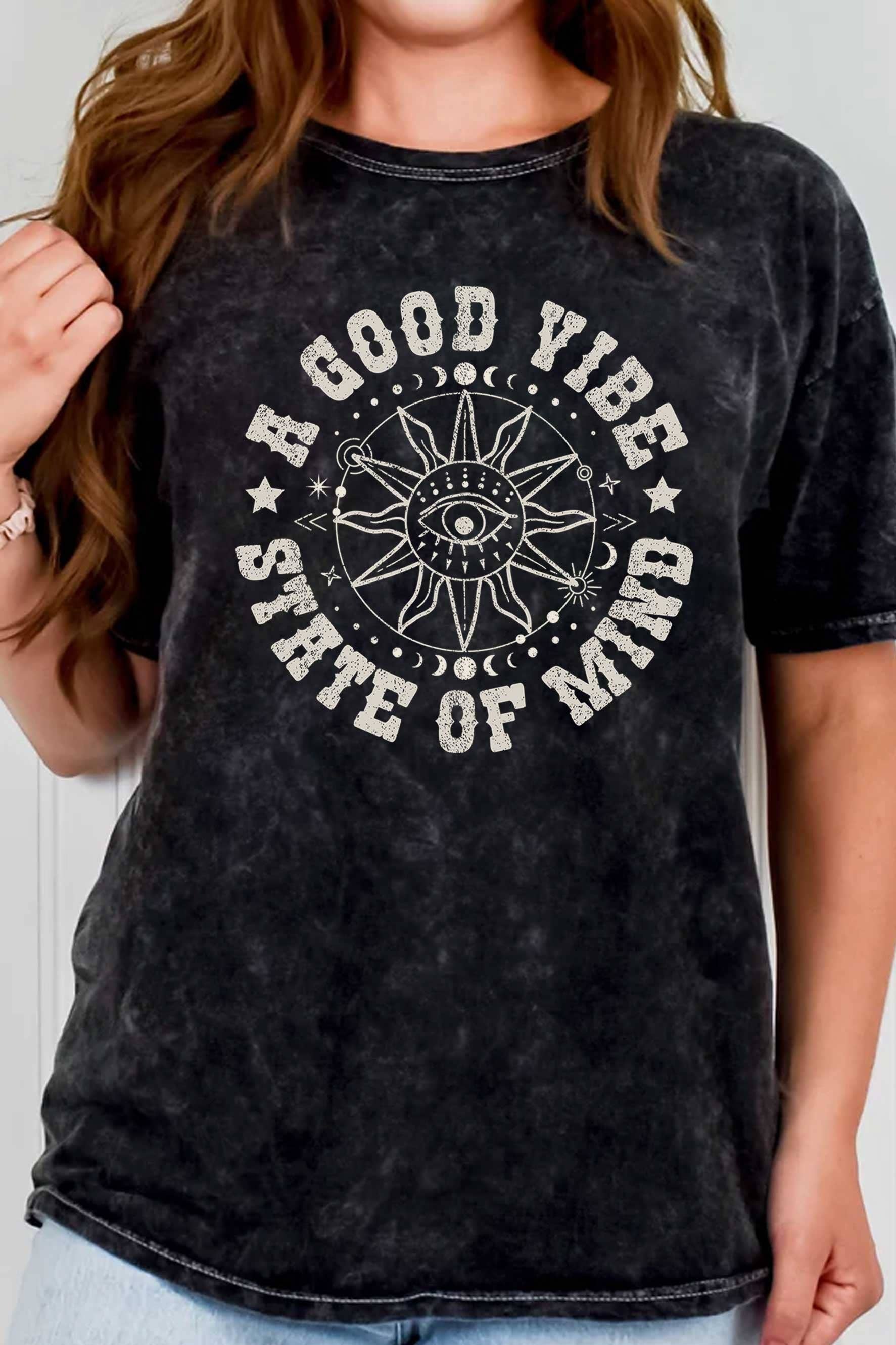 A Good Vibes Evil Eye Mineral Graphic Tshirts