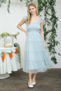 Polka Dot Chiffon Smocked Tiered Midi Dress