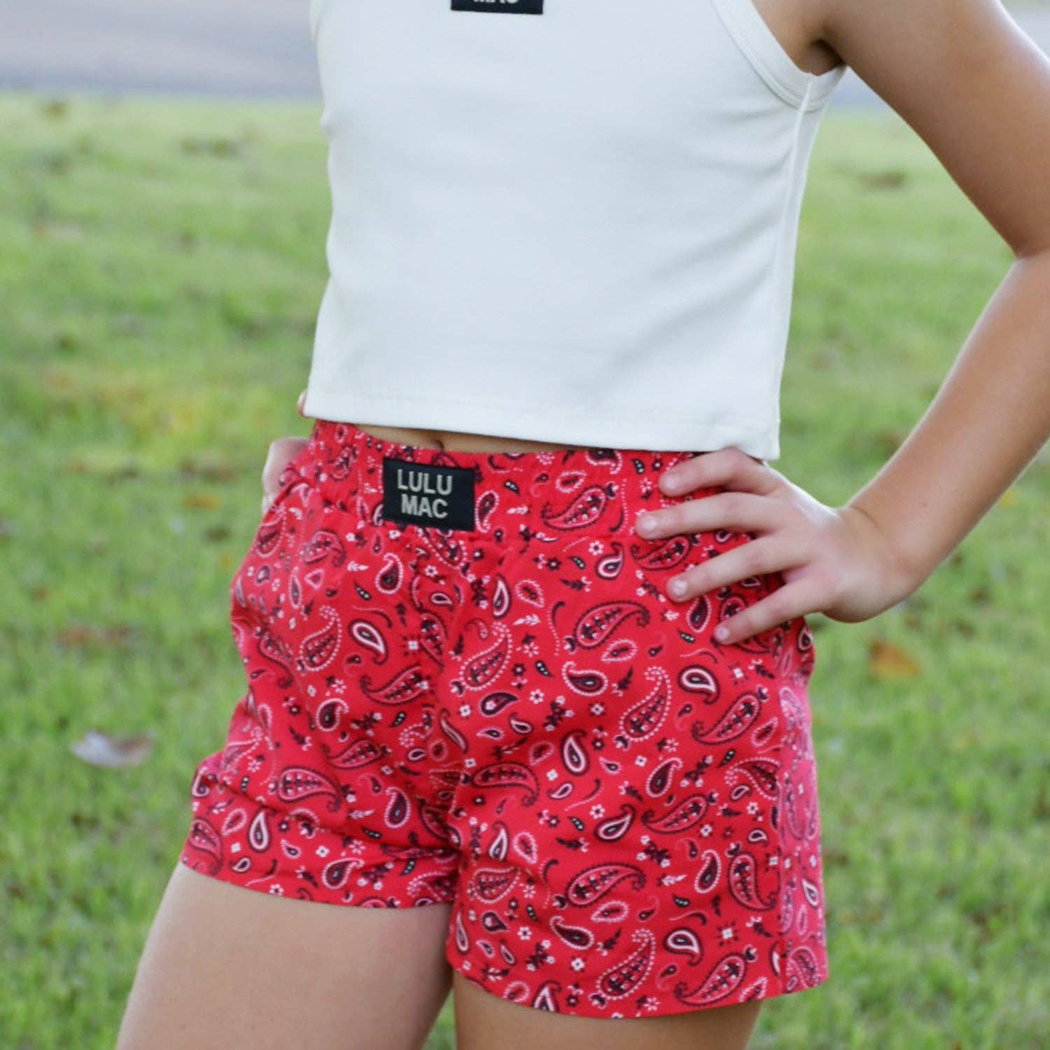 LM-KSH-1001-Red Bandana Kids Shorts