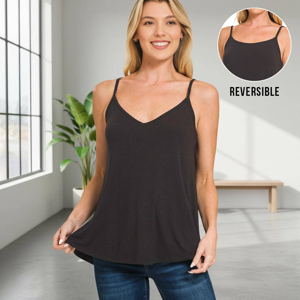 ..0826 Two Way V-Neck & Scoop Neck Reversible Spaghetti Cami SI-264