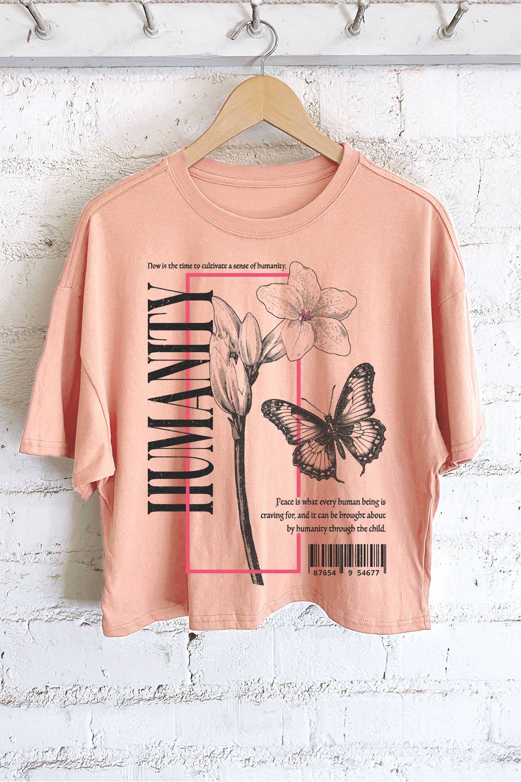 Humanity Butterfly Flower Graphic Long Crop Top