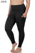 ...0815 Plus Brushed Microfiber Wide Waistband Leggings w/ Pockets S