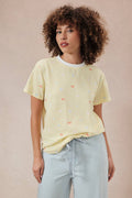 Round Neck Short Sleeve Stripe Knit T-Shirt W Ocean Emro