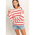 Lightweight Wide-Sleeve Striped Sweater