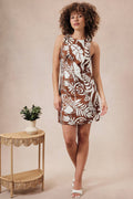 Round Neck Sleeveless Front Ties Mini Dress