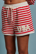 USA Striped French Terry Knit Shorts