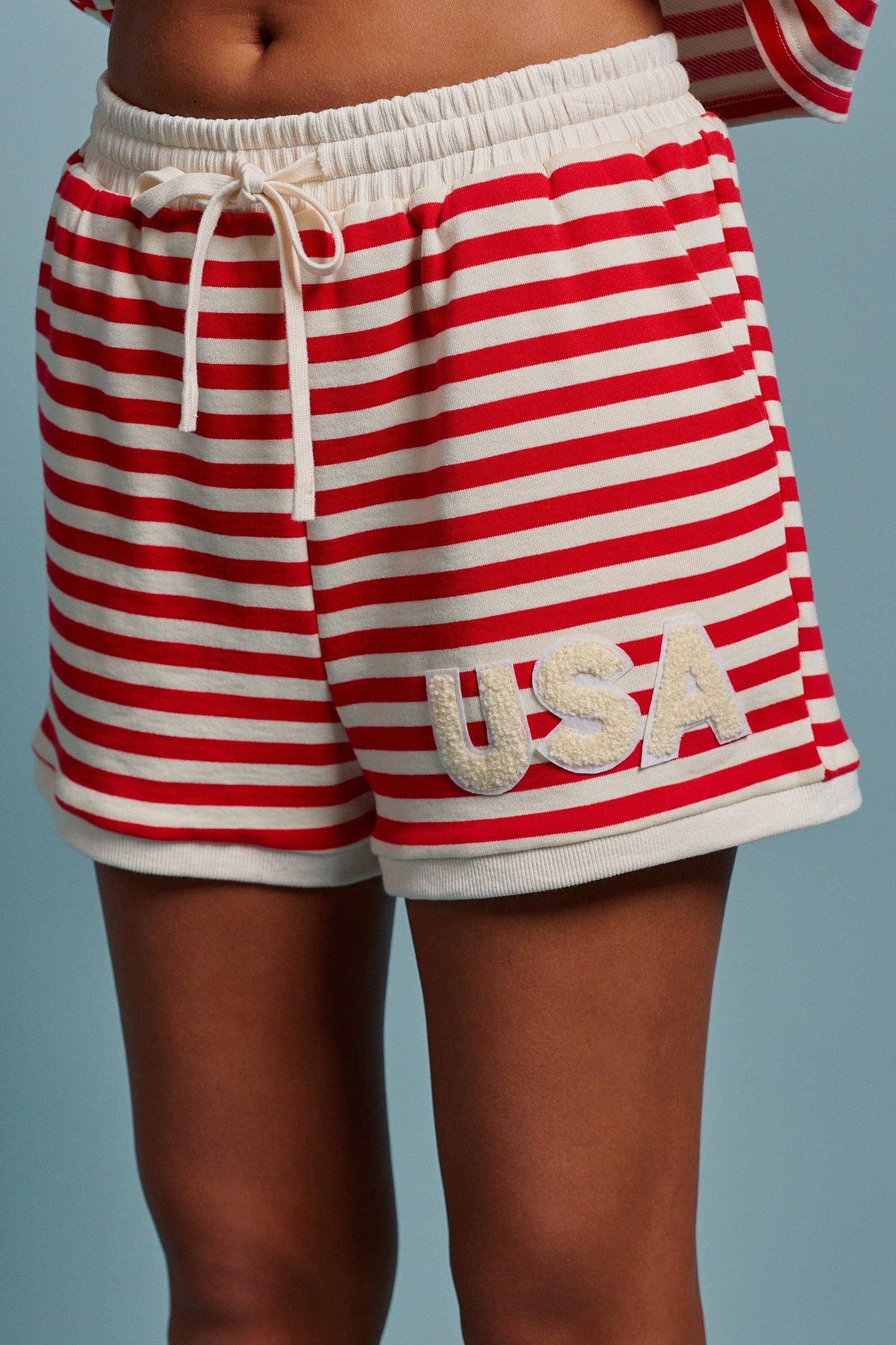 USA Striped French Terry Knit Shorts
