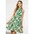 Halter Flower Print Midi Dress