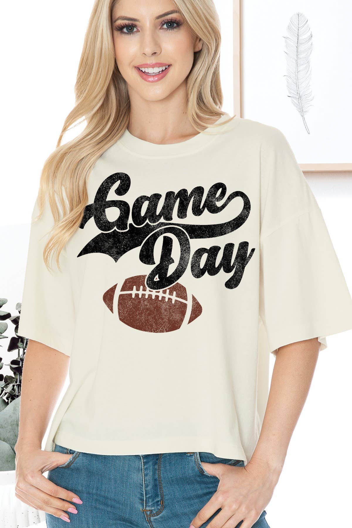 Women Game Day Graphic Print Cropped Top