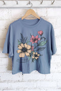 I Will Walk Faith Flower Graphic Long Crop Top