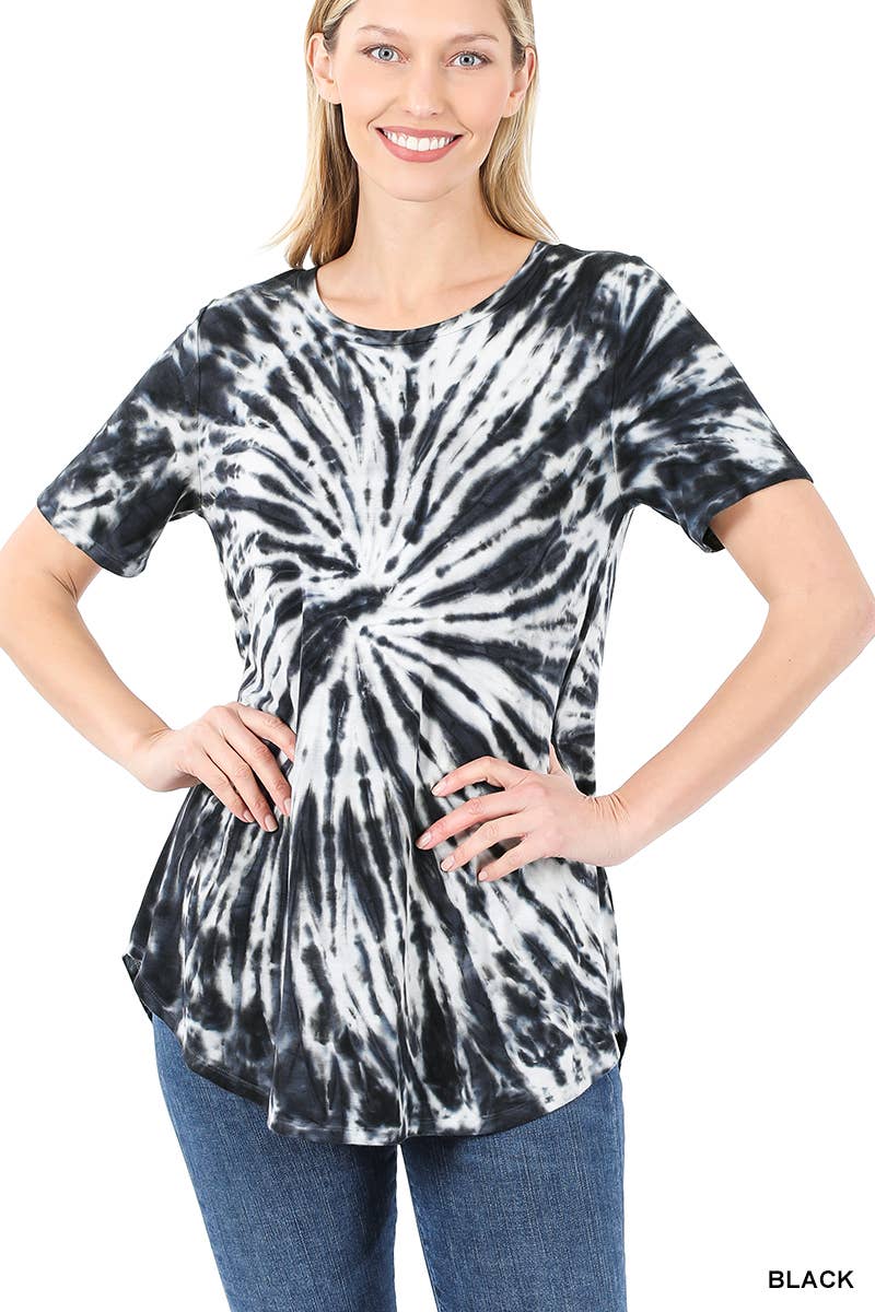 ..0119 Tie Dye Round Neck Short Sleeve Tunic SI-19172