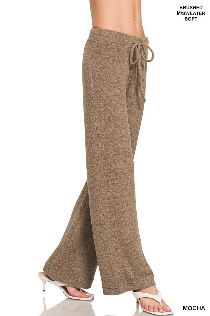 ...._ SI-27034 Brushed Hacci Drawstring Soft Pants