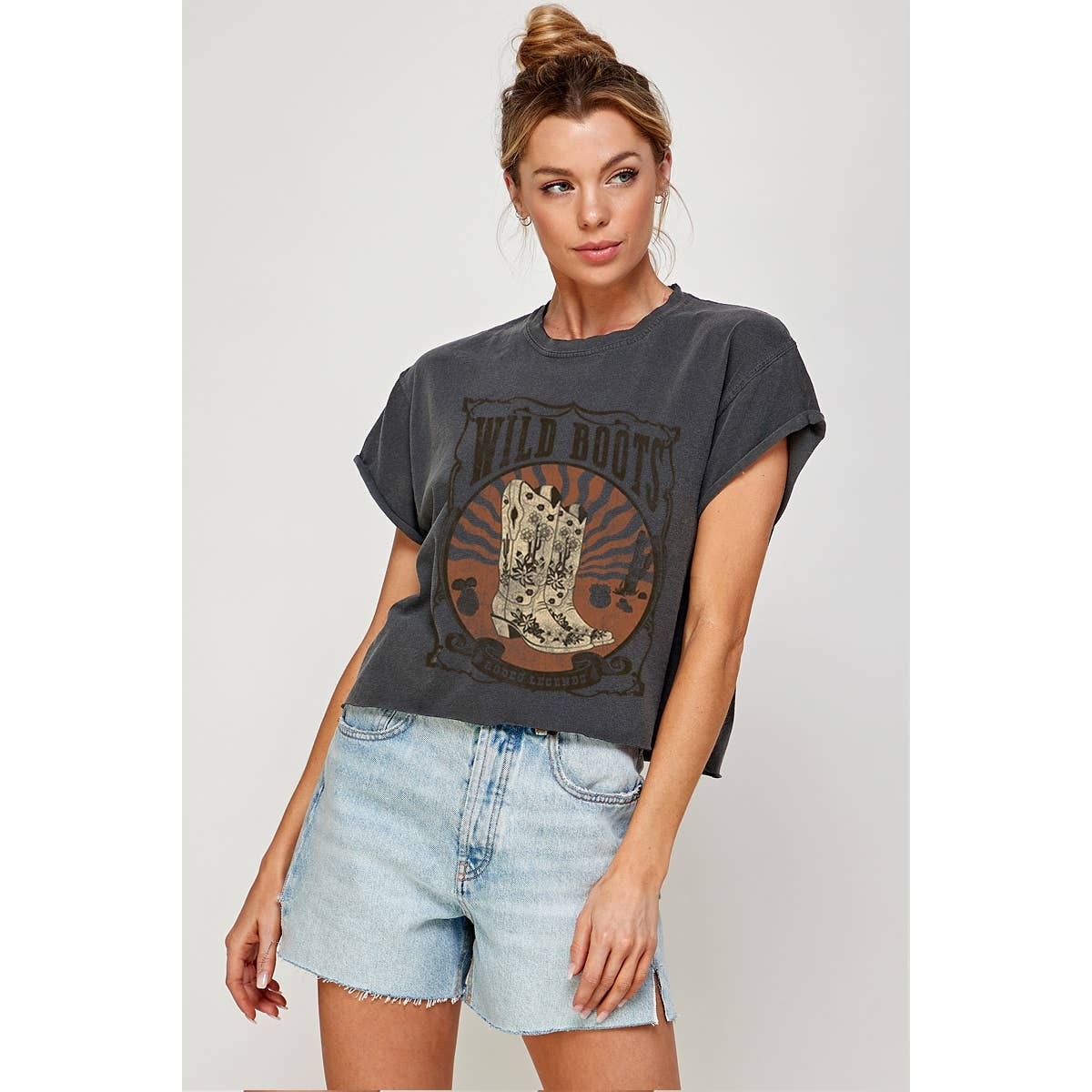Wild Boots Rodeo Legend Vintage Graphic Crop Top