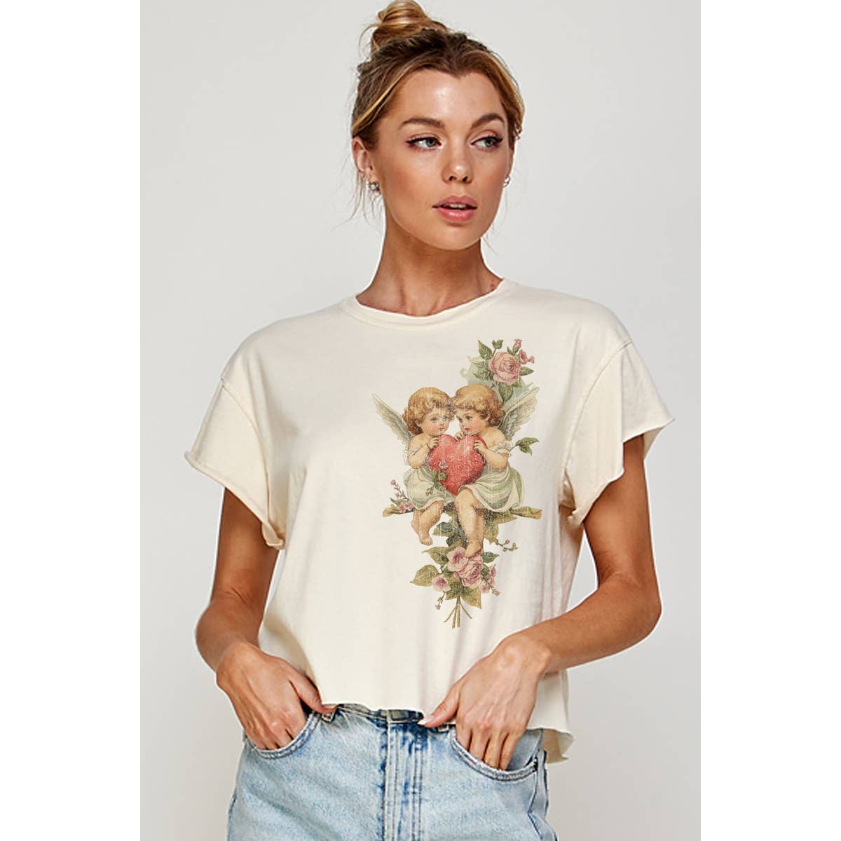 Angel Heart Valentine  Graphic Crop Top