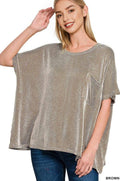 `.Corded Rib Oversized Short Sleeve Top