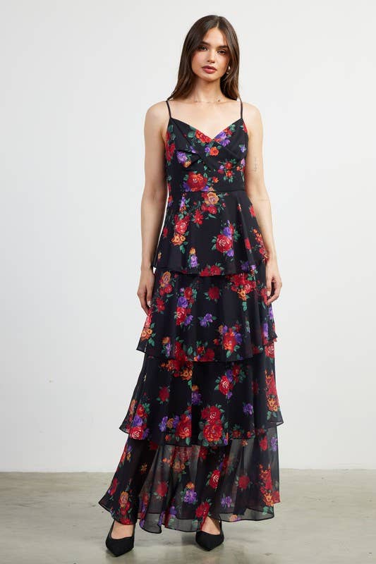 Floral Printed Tiered Maxi Dress