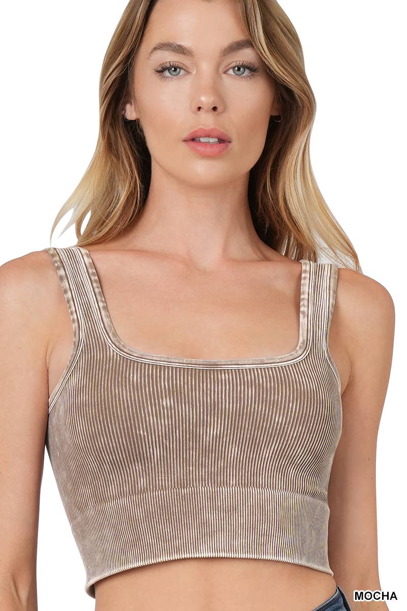 ..SI-23291 Washed Rib Square Neck Crop Tank