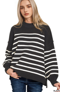 1001 Exposed Seam Striped Oversized Sweater SI-28398