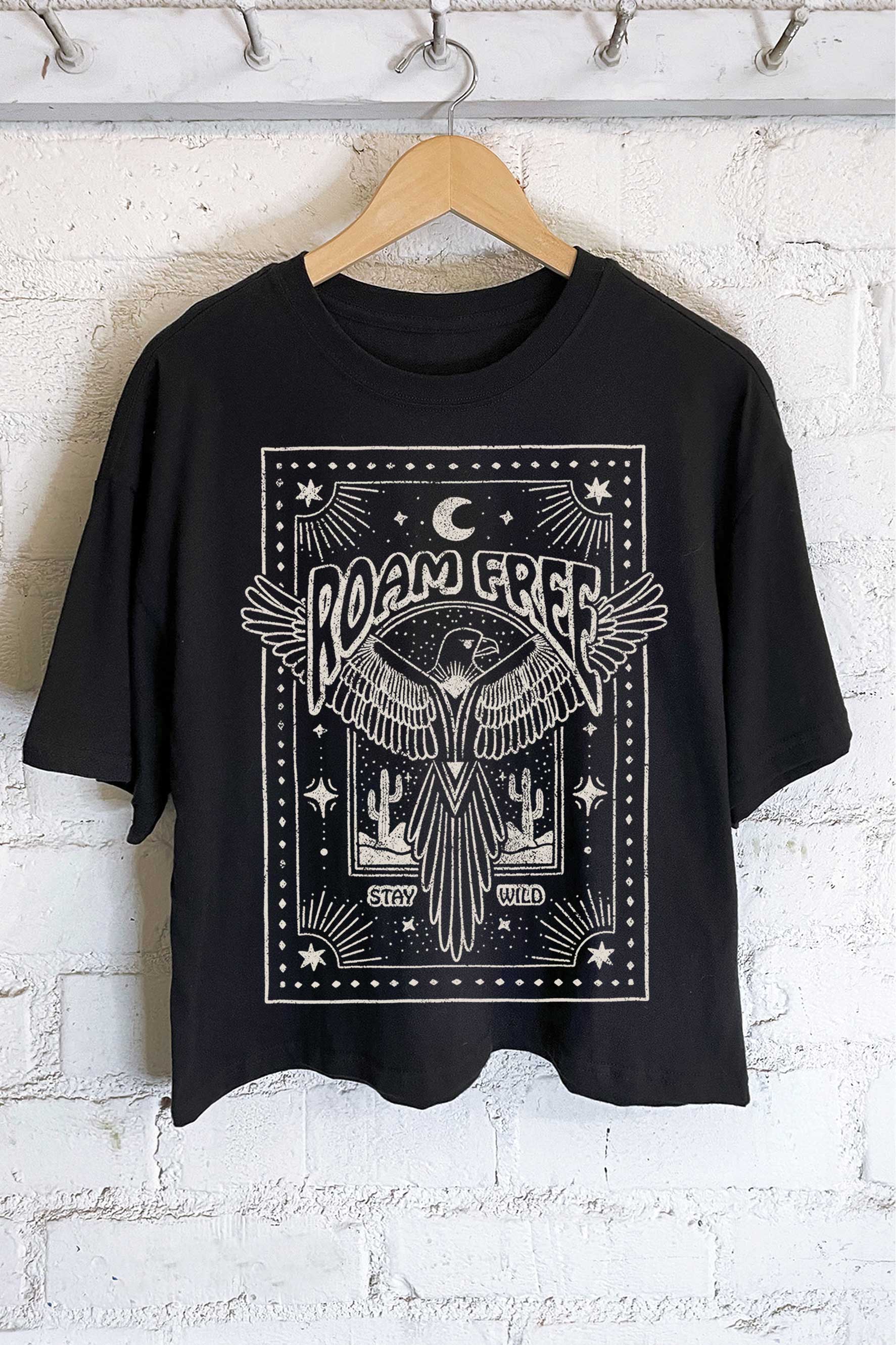 Roam Free Bird Graphic Long Crop Top