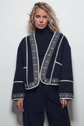 Boho Embroidered Quilted Western Cropped Jacket