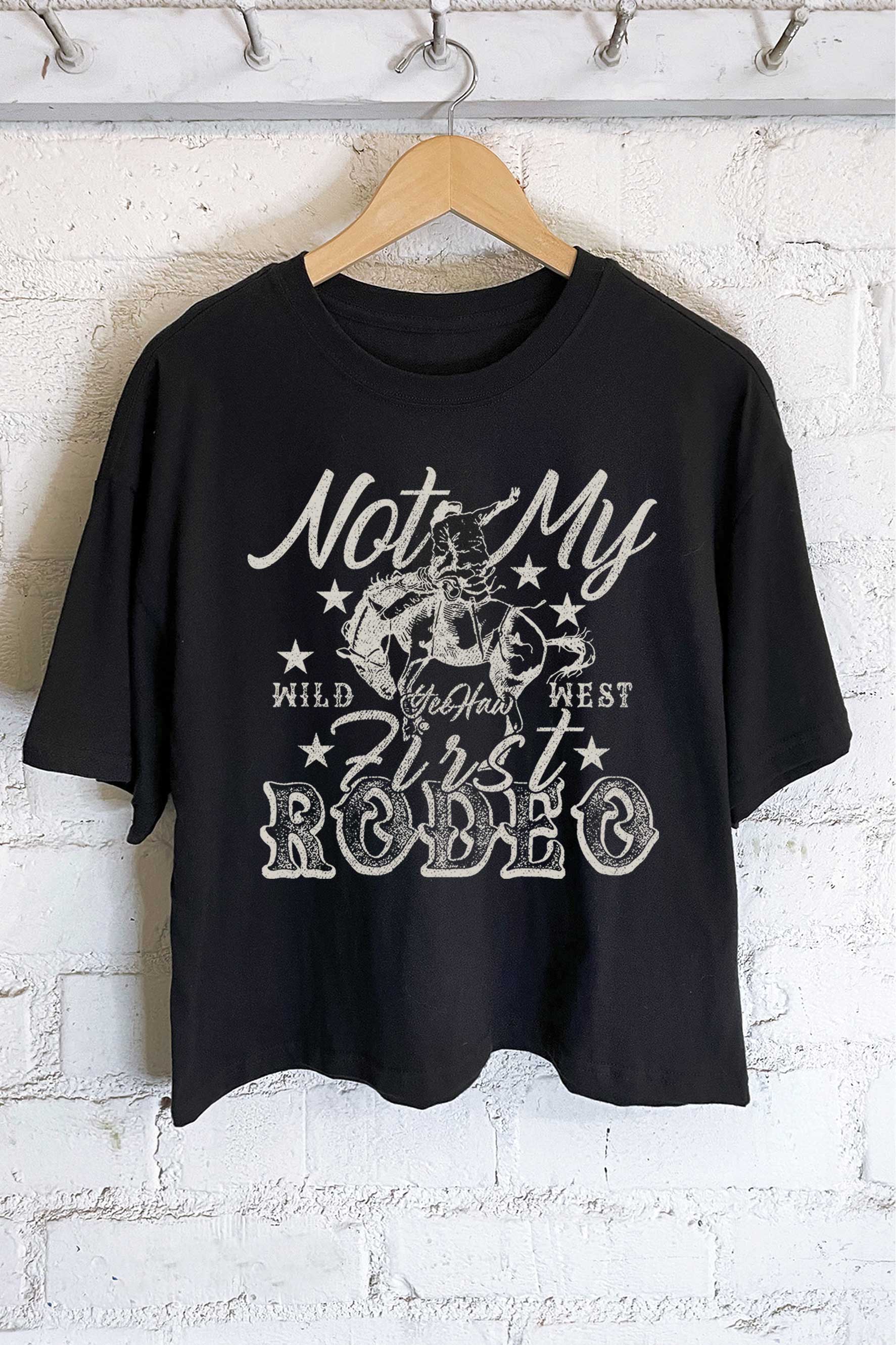 Not My First Rodeo Cowboy Graphic Long Crop Top