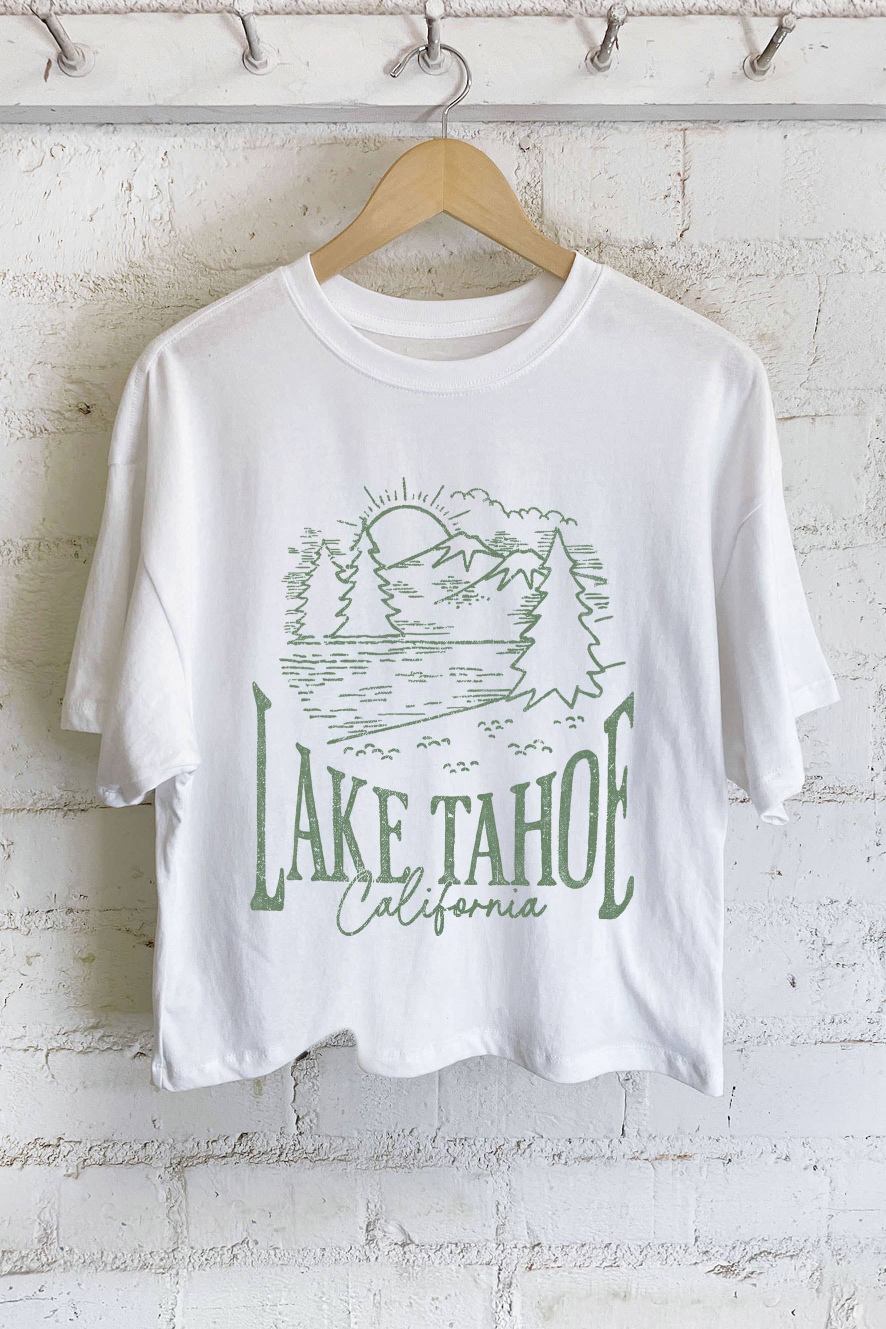 Lake Tahoe California Graphic Long Crop Top