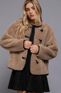 ....0918 Toggle Look Button Fluffy Jacket w/ Pockets SI-28807