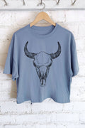 Cow Skull Graphic Long Crop Top