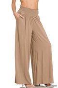 ...0105 Smocked Waistband Wide Leg Pants w/ Pockets SI-29292