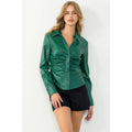 Leather Button Up Long Sleeve Top