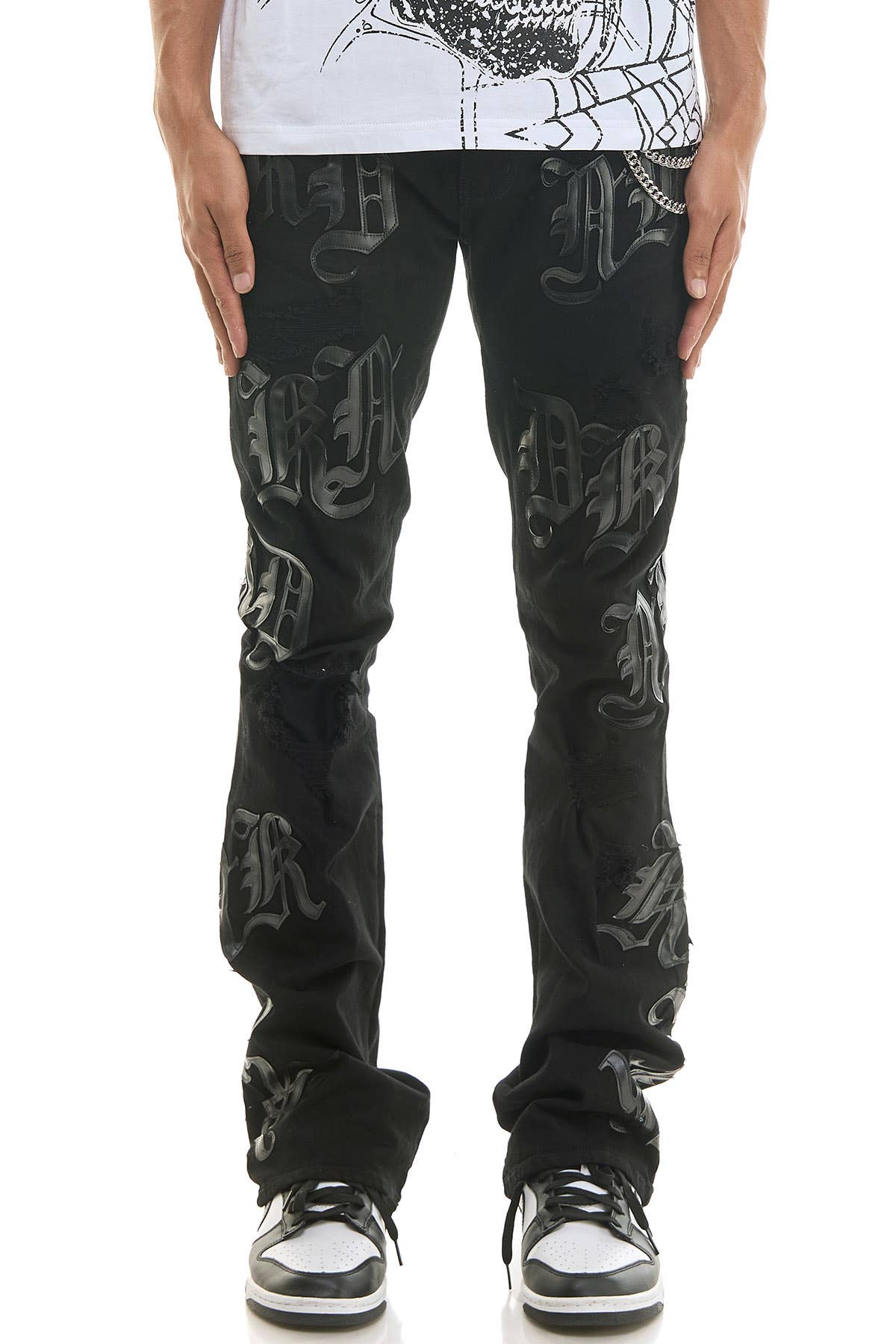 Lettering Flare Jeans