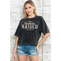 Southern Raised- Mineral Wash Cropped Top