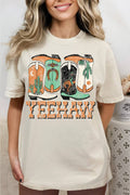 Women Yeehaw Graphic Print Short Sleeve Top