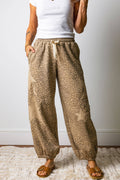 Leopard Print Star Patched Elastic Waist Jogger Pants (S-4X)