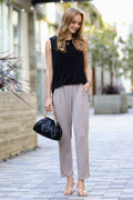 ..42POPS Ity Pleated Waist Pants with Side Pockets