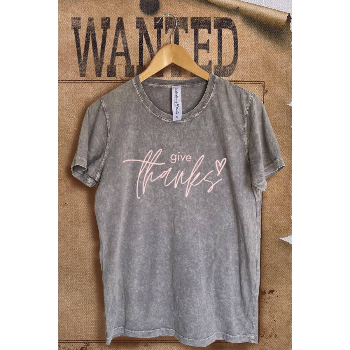 Give Thanks Mineral Wash Vintage  Graphic  Tee