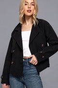 1010 Double Breasted Crop Trench Coat SI-26853