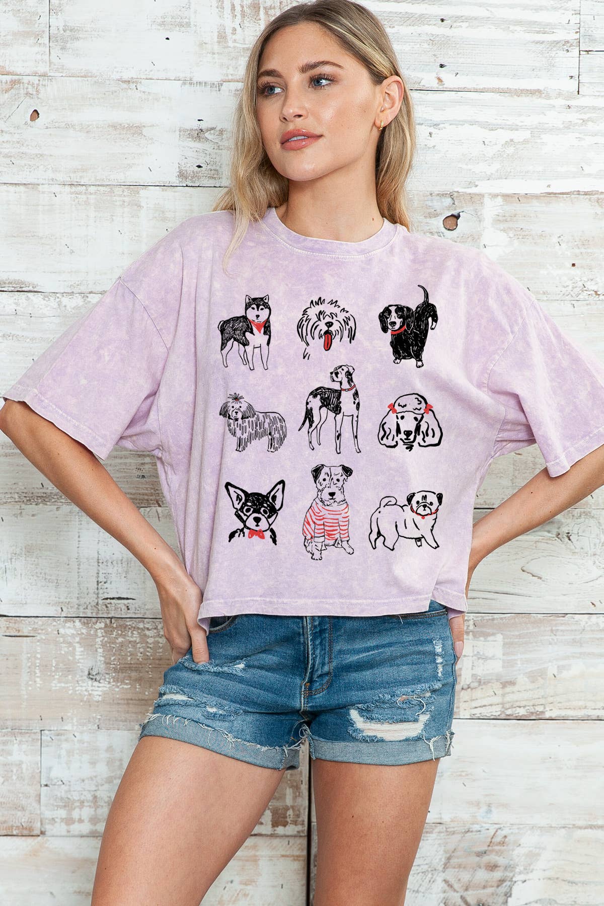Women Dog Lover Graphic Print Mineral Crop Top