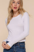 Crew Neck Thermal Crop Knit Top