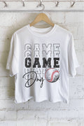 Baseball Game Day Graphic Long Crop Top