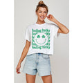 Lucky Smile Face Graphic Crop Top