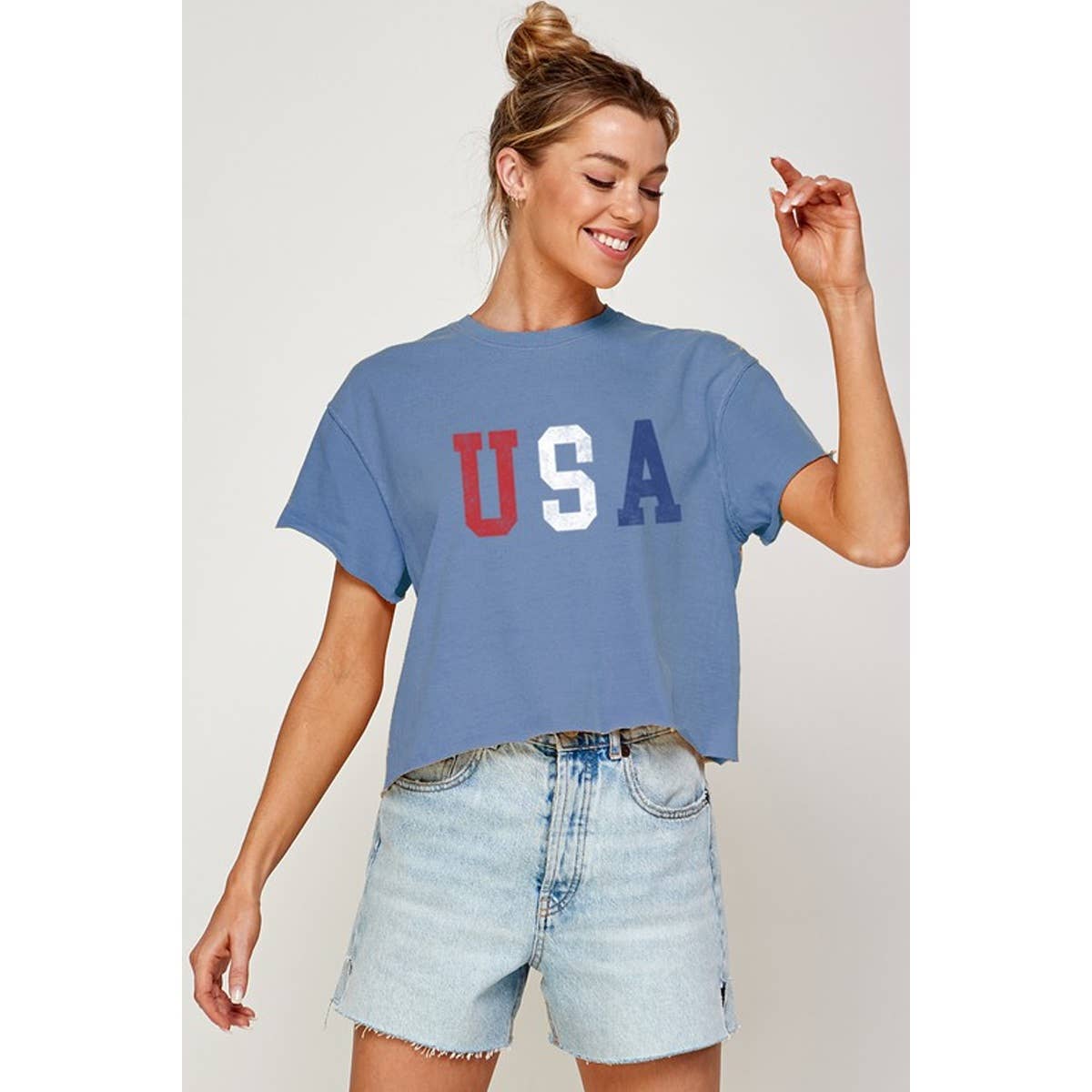 USA Fourth July Vintage Graphic Crop Top