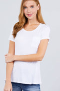 ...0808 Chest Pocket Slim Scoop Neck Tee SI-7634