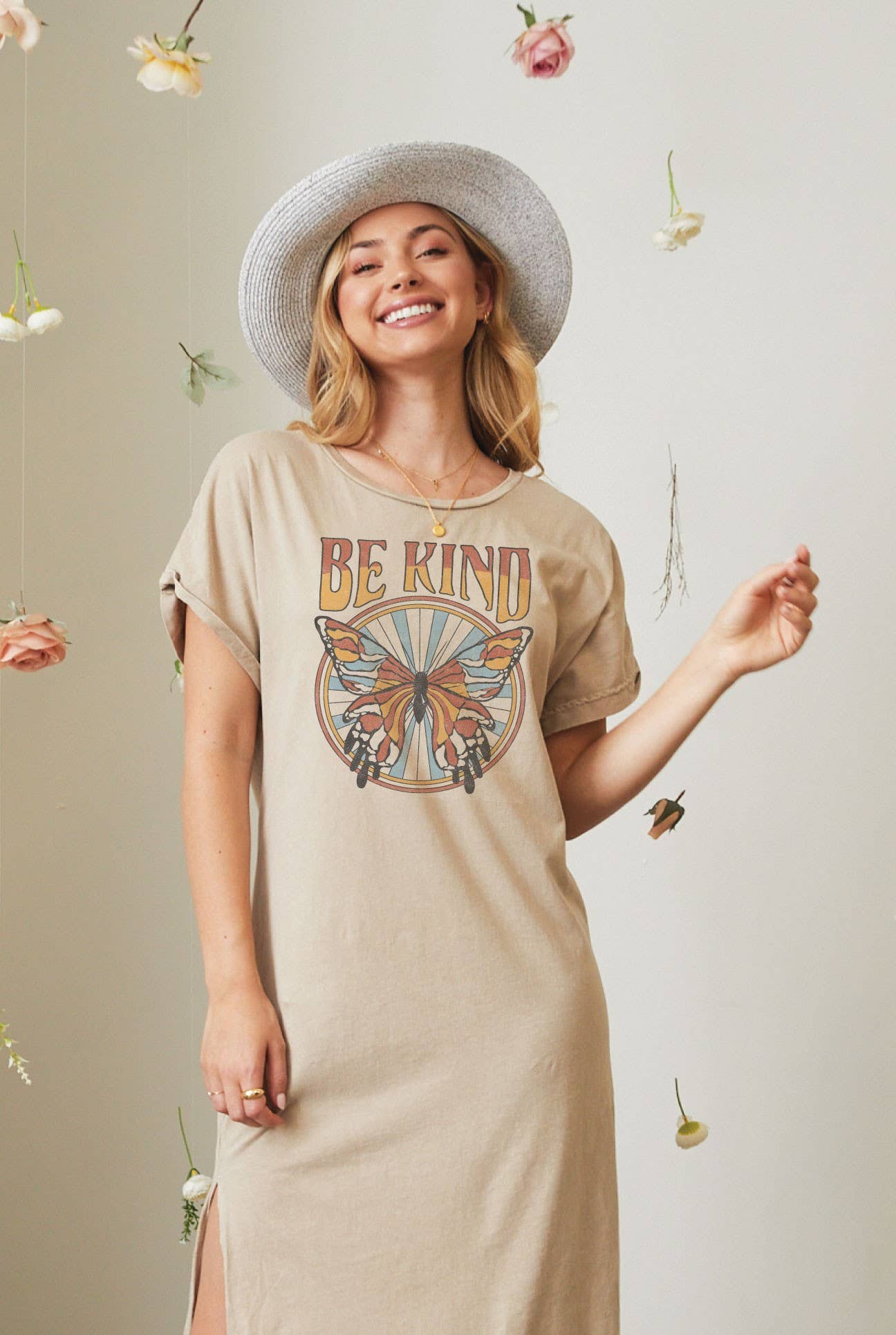 Be Kind Mineral Washed Graphic Dress