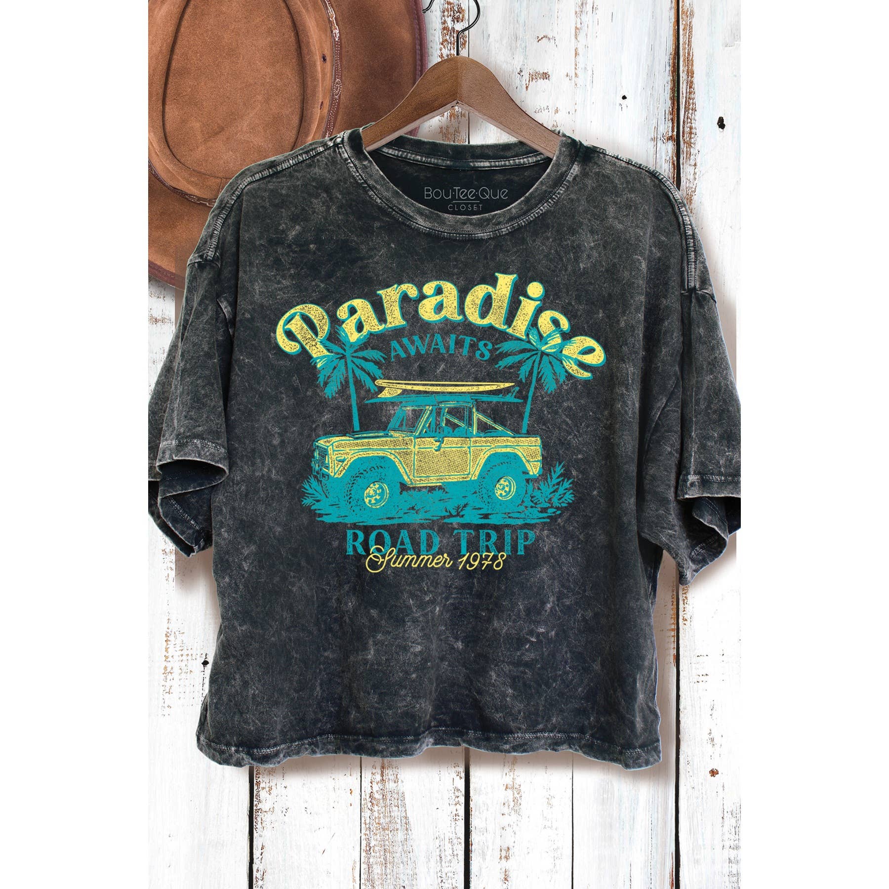 Paradise Road Trip - Mineral Wash Cropped Top