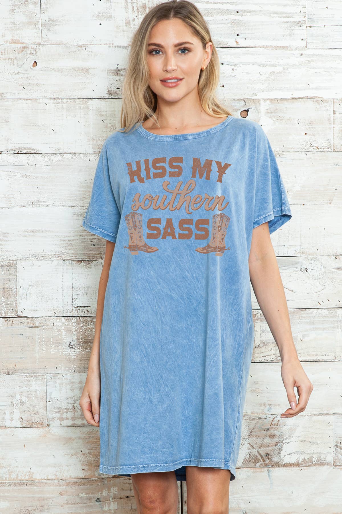 Women Southern Graphic Print Mineral Wash Dress