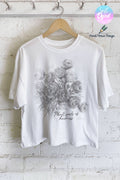 Plant Seeds Rose Hand Drawn Graphic Long Crop Top